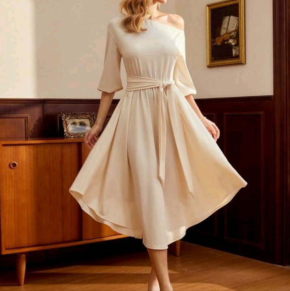 Vintage Classic Elegant Women Dress For All Seasons, Fitted